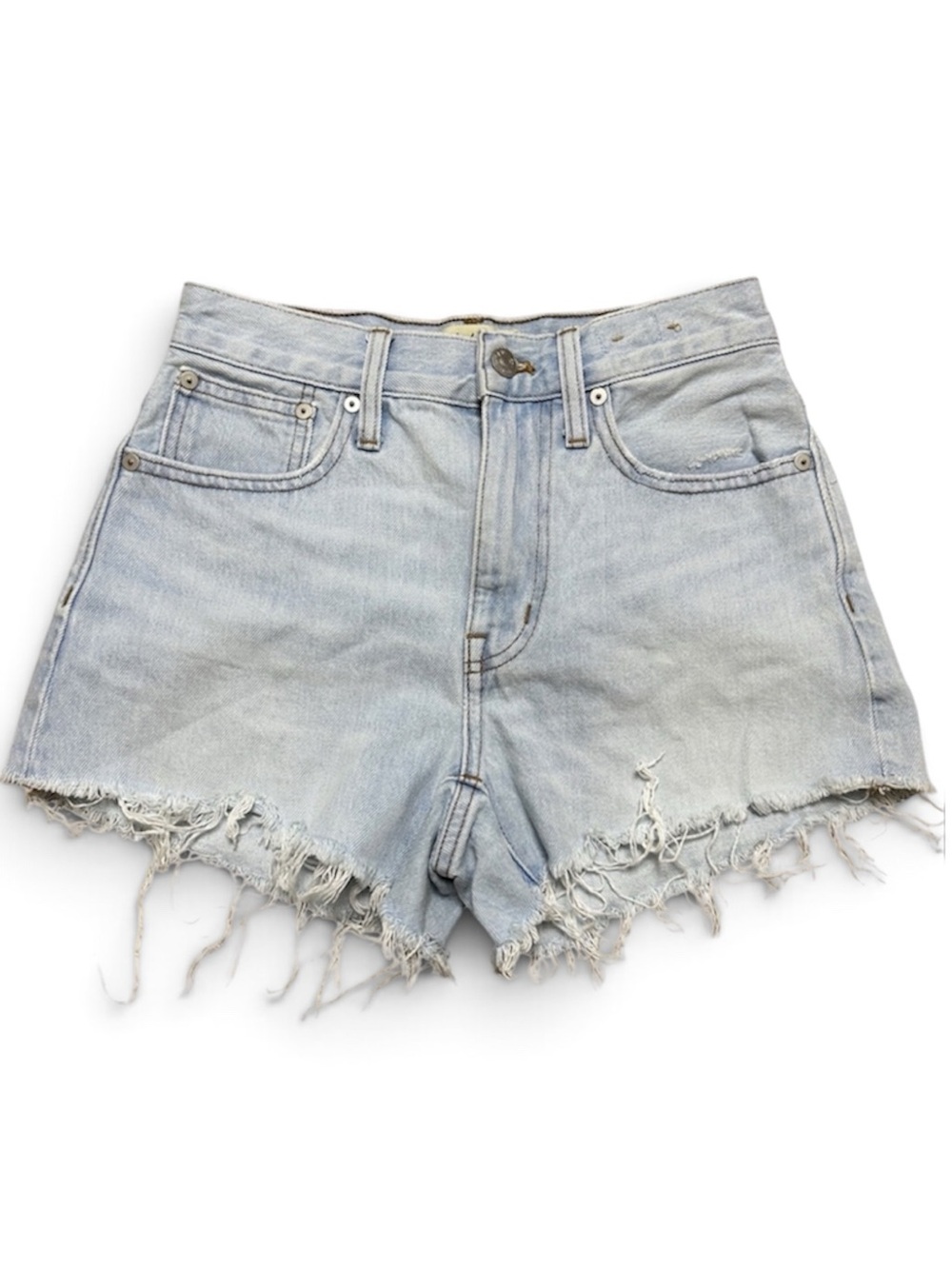 Madewell Light Blue Distressed High-Rise Denim Shorts